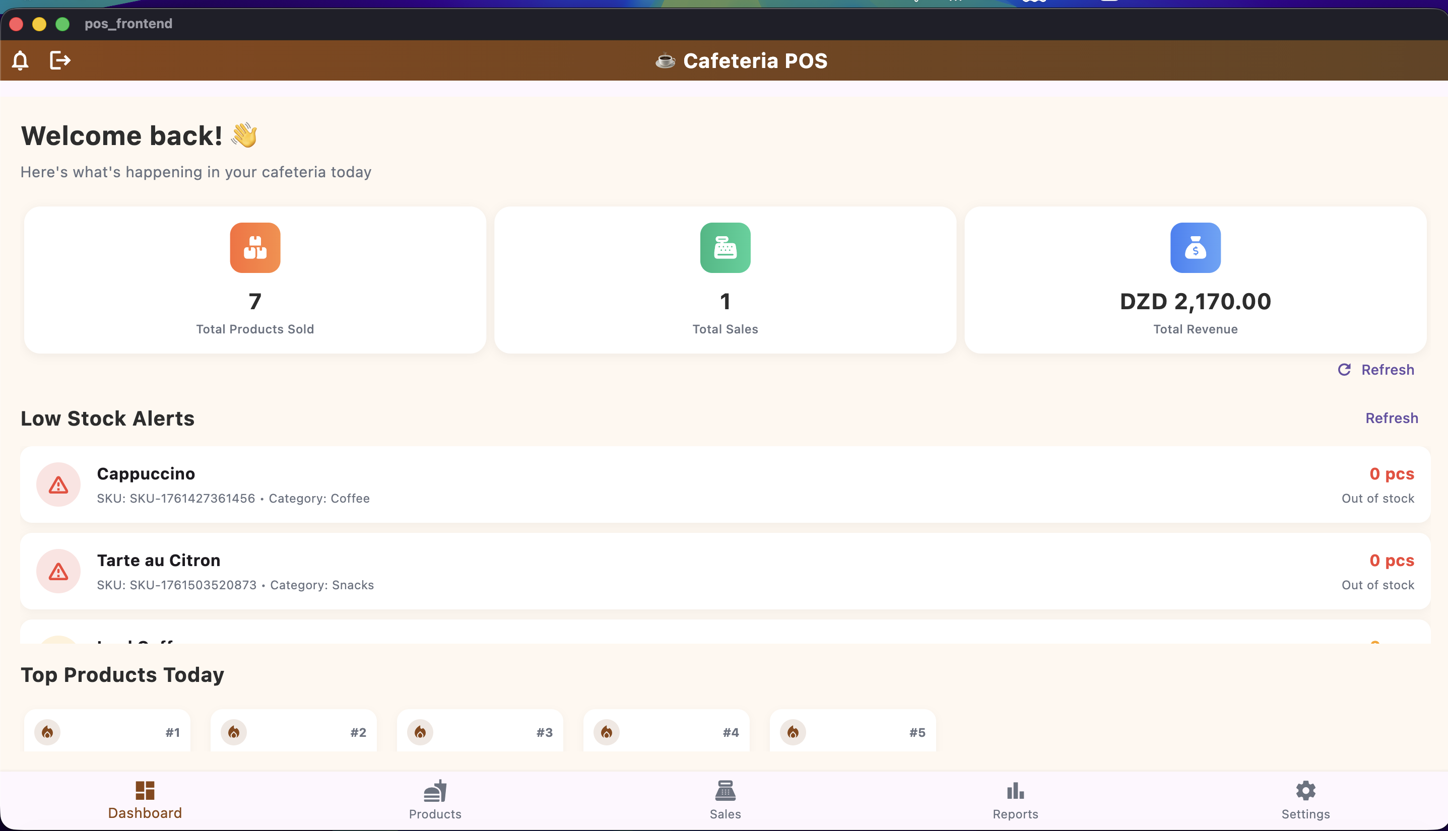 POS System Dashboard